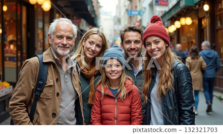 Happy family enjoying vacation together in a european city 132321703