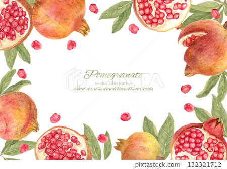 Watercolor pomegranate fruit frame 132321712