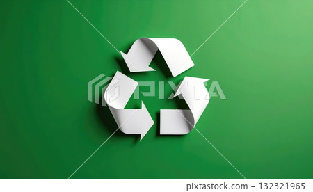 AI image: Recycling symbol on a green background AI image: Recycling symbol on a green background 132321965