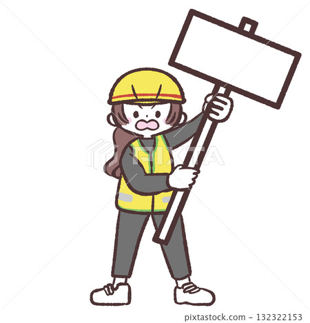 Illustration of a woman holding a placard 132322153