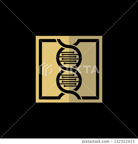 Logo design graphic concept creative premium vector stock image top sell line circle DNA on square health generic science chain helix chemistry atom 132322815