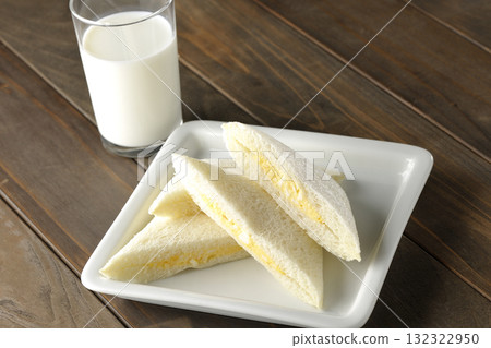 Egg sandwich and milk 132322950