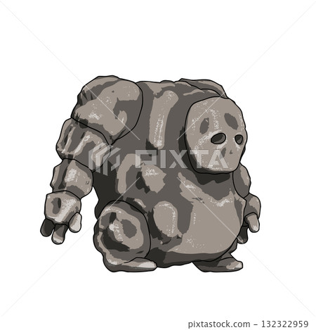 Stone Rock Giant Golem Fantasy Big Creature. Vector illustration. 132322959