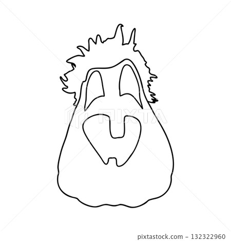 Outline for Coloring of Halloween Pumpkin. One of the Fall Holiday Symbol. Vector Illustration. 132322960