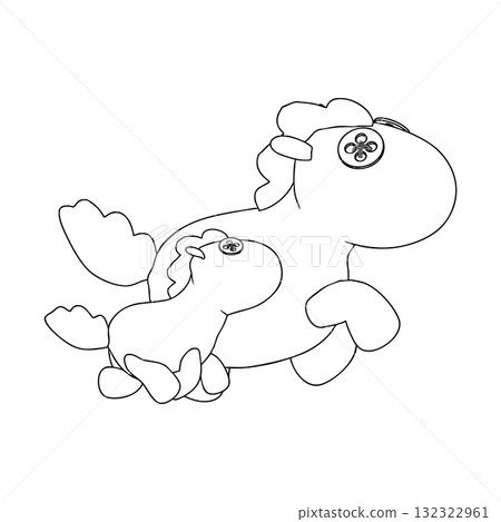 Outline for Coloring of Horse Plush Cute and Funny Toy. Vector Illustration. 132322961