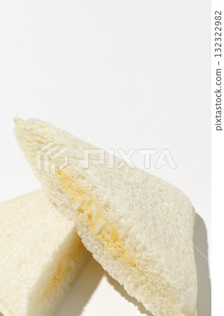 Egg sandwich photographed on a white background 132322982