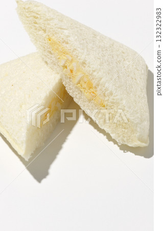 Egg sandwich photographed on a white background 132322983