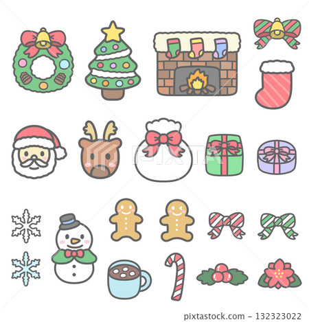 Cute Christmas illustration set Cute Christmas illustration set 132323022