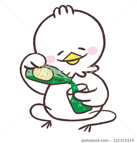 Illustration of a white bird serving a drink Illustration of a white bird serving a drink 132323324
