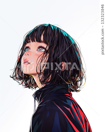 Profile of a woman looking up 132323846