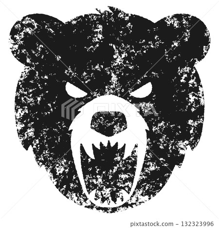 咆哮的熊臉輪廓圖 咆哮的熊臉輪廓圖 132323996