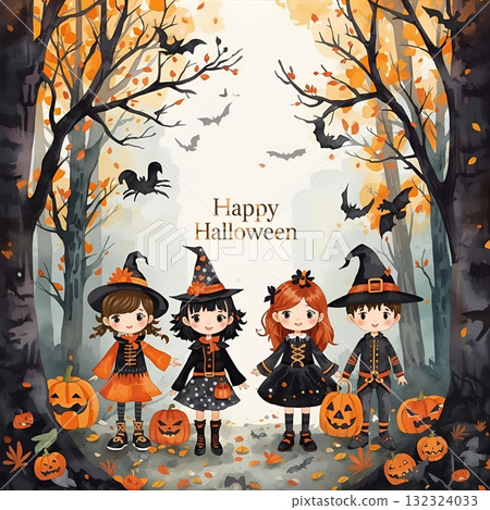 Halloween pumpkin and girl background Halloween pumpkin and girl background 132324033