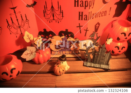 Halloween pumpkin and decorations for Halloween background 132324106
