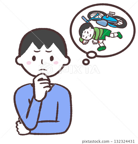 一名男子擔心從自行車上摔下來的插圖 一名男子擔心從自行車上摔下來的插圖 132324431