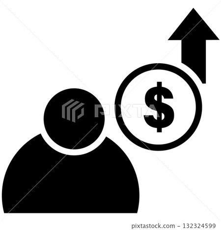 Salary increase icon. Employee salary increase sign. Salary raise symbol. flat style. Salary increase icon. Employee salary increase sign. Salary raise symbol. flat style. 132324599