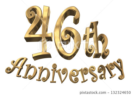 3DCG文字“46週年/46週年紀念馬克·斯帕克” 3DCG文字“46週年/46週年紀念馬克·斯帕克” 132324650