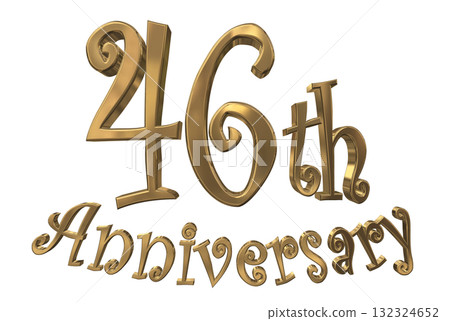 3DCG文字“46週年/46週年紀念馬克·斯帕克” 3DCG文字“46週年/46週年紀念馬克·斯帕克” 132324652