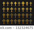 Golden crosses collection representing christianity and faith symbols set 132324675