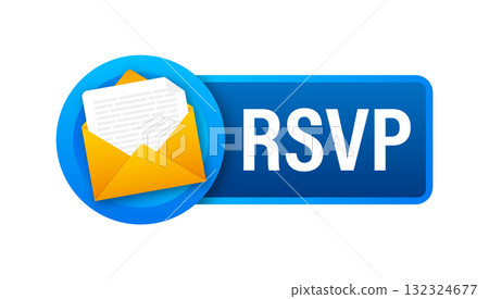 RSVP button icon showing mail envelope and confirmation 132324677