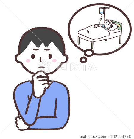 一名男子擔心住院的插圖 132324758