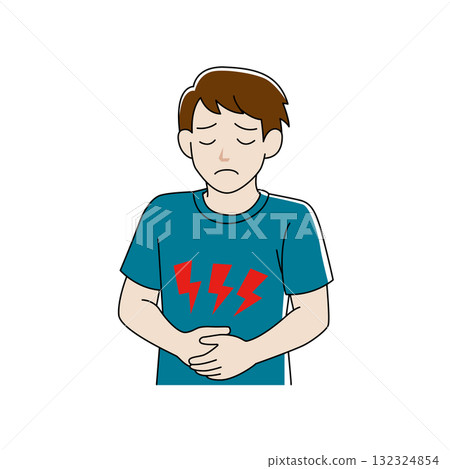 溫柔觸摸患有胃痛的男人 溫柔觸摸患有胃痛的男人 132324854