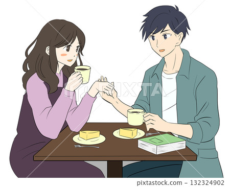 A couple to date at a cafe A couple to date at a cafe 132324902
