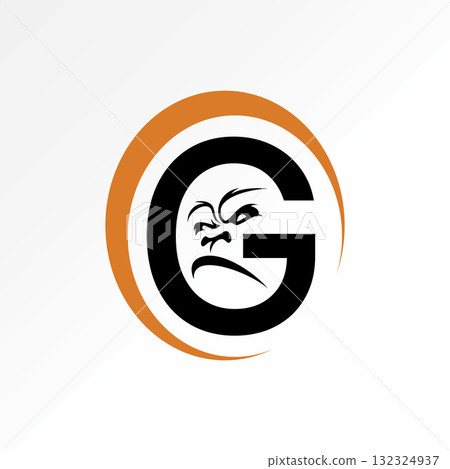 Logo design graphic concept creative premium vector stock image top sell letter G font gorilla face angry negative space to predator danger strong ape Logo design graphic concept creative premium vector stock image top sell letter G font gorilla face angry negative space to predator danger strong ape 132324937