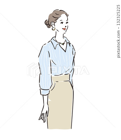 以辦公室風格紮起頭髮的漂亮女人 以辦公室風格紮起頭髮的漂亮女人 132325225