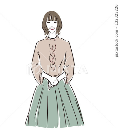 Cute woman with bob hair in casual fashion 132325226