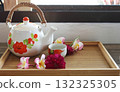 tea pot, cup hot drinks for health care of lifestyle in tray wooden 132325305
