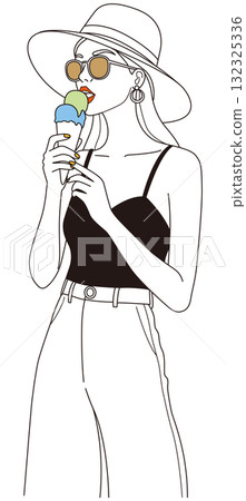 戴墨鏡和冰淇淋的女人 03 132325336