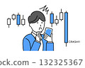 一名年輕人在看智慧型手機時驚訝地發現股市崩盤 132325367