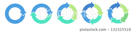 Set of circular arrows (cycle arrows) in cool colors. Vector illustration 132325528