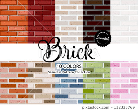一組不同顏色的無縫圖案磚 132325769