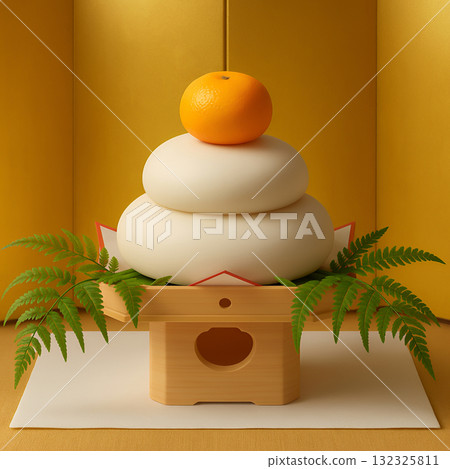 金色背景下的火神餅：傳統的新年裝飾 132325811