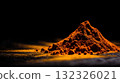 Vibrant Pile of Ground Turmeric Spice on a Dark Background with Textured Surface 132326021