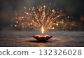 Sparkling Diya with Sparkler Creating an Enchanting Atmosphere for Celebrations 132326028
