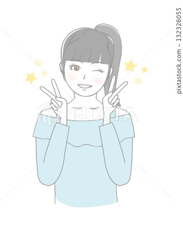 做和平標誌的女孩 132326055