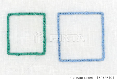 綠色和淺藍色刺繡方形框架 綠色和淺藍色刺繡方形框架 132326101