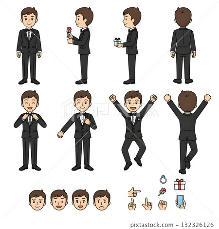 Set of Groom Character. illustration design 132326126