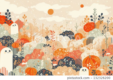 森林裡的南瓜和鬼魂 132326200