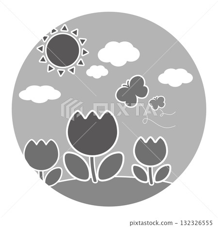 鬱金香（黑色和白色） 132326555