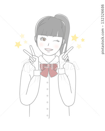 A girl doing a peace sign A girl doing a peace sign 132326686