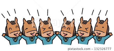 馬兒們高興地舉起手臂 132326777