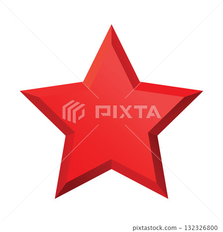 Red Christmas 3d Star glossy bright shine five angle star shape isolated on white Background. Red Christmas 3d Star glossy bright shine five angle star shape isolated on white Background. 132326800
