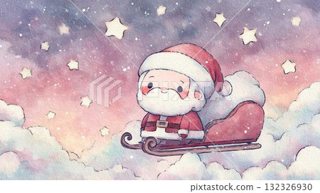 聖誕老人在夜空中飛翔 聖誕老人在夜空中飛翔 132326930