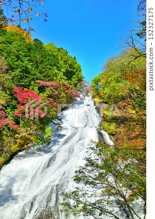 Autumn leaves at Yutaki Falls, one of the three famous waterfalls in Oku-Nikko Autumn leaves at Yutaki Falls, one of the three famous waterfalls in Oku-Nikko 132327175