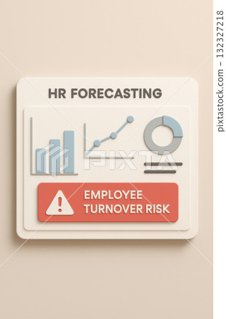 Concerning HR forecasting dashboard displays chart trends and red alert for employee turnover risk. This clean, minimal paper cut illustration represents business compliance and data analysis Concerning HR forecasting dashboard displays chart trends and red alert for employee turnover risk. This clean, minimal paper cut illustration represents business compliance and data analysis 132327218