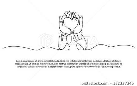 One line of care about yourself. Abstract minimal continuous line isolated on white background. 132327346