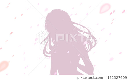 外出的女人春天的形象櫻花暴風雪剪影 外出的女人春天的形象櫻花暴風雪剪影 132327609